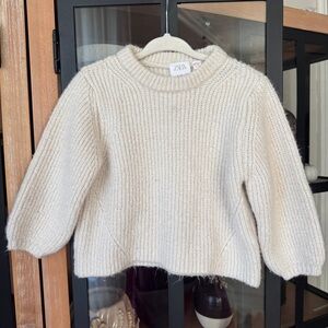 Zara kids sweater chunky knit beige ivory crew neck neutral baby boy girl unisex